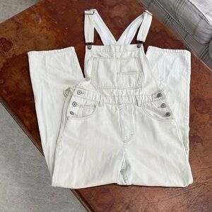 We The Free Cream Denim Overalls with Bib
